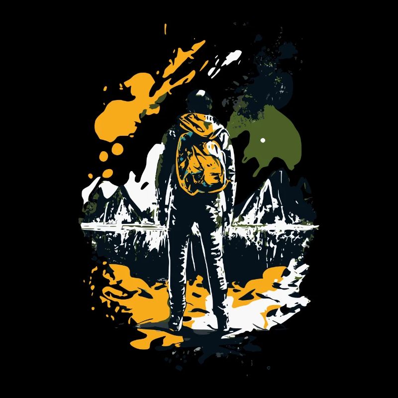 Wanderer mit Rucksack - Grafik