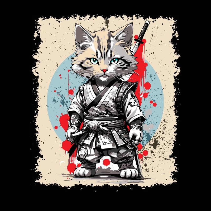 Samurai Japanische Krieger Katze