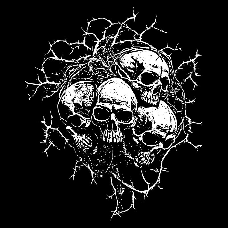 Skulls in thorny tendrils