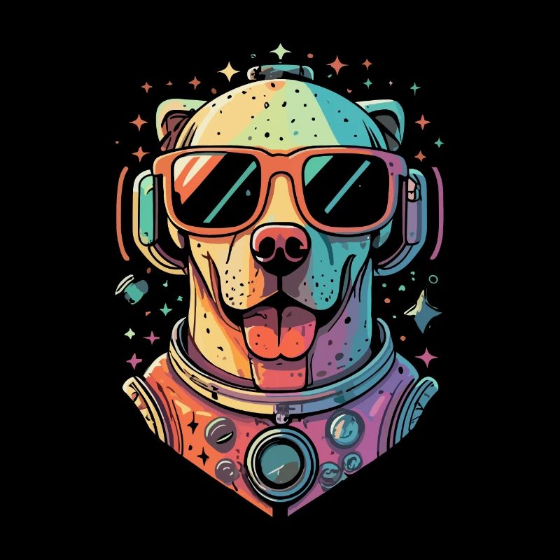 Chemise Labrador de l’espace rétro oeuvre colorée