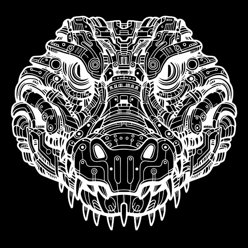 Crocodile biomécanique - Design blanc