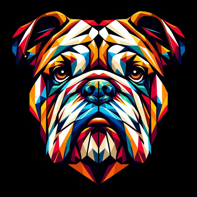 Bouledogue géométrique vibrant : oeuvre de polygone