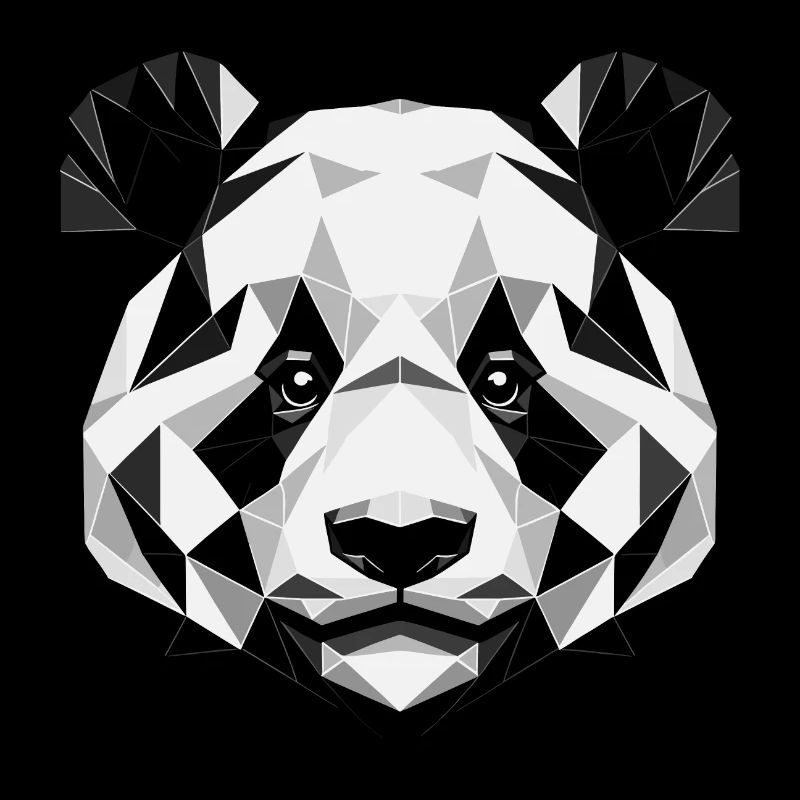 Panda géométrique abstrait - Design monochrome