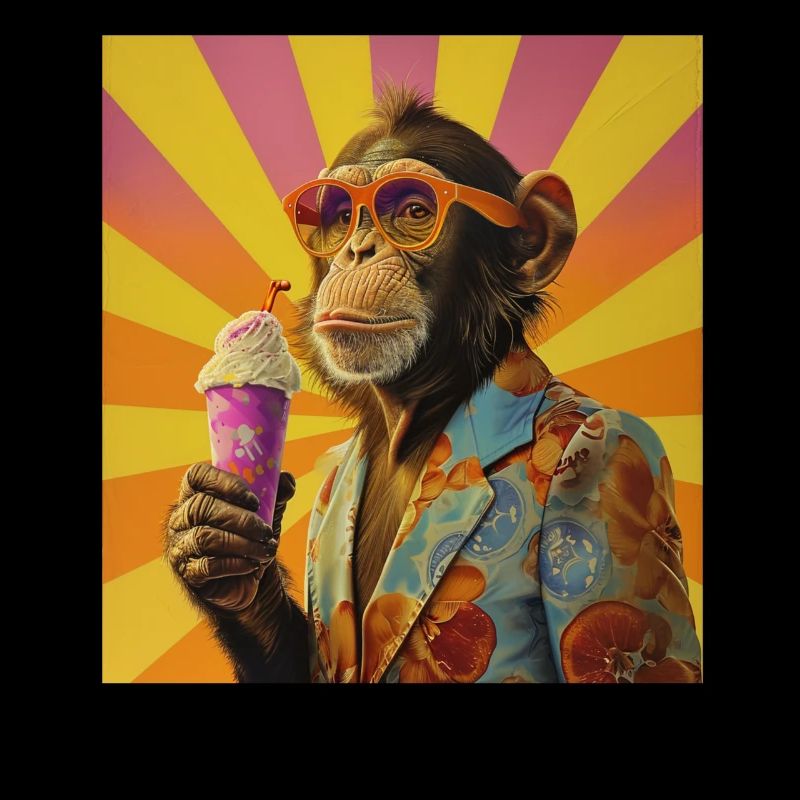 Ice Cream Monkey Summer Ice Cream Glacier Parlor Chimpanzé