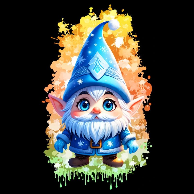 Blauer Winterwichtel mit SplashArt Hintergrund