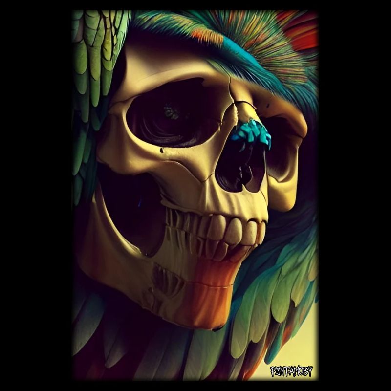 Skull Parrot Feather Skeleton