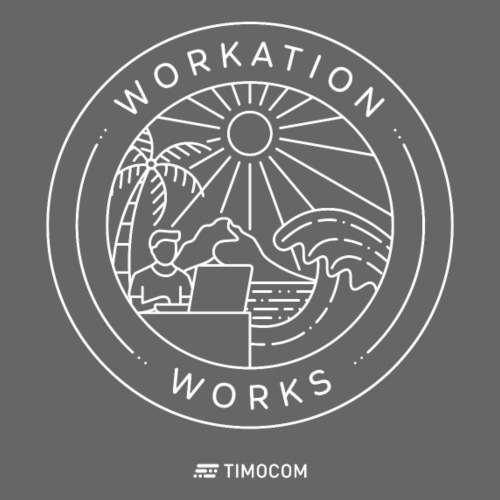 Workation works - Logo - white - Bluza męska Premium z kapturem