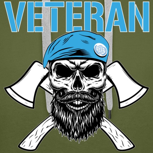 Veteran - Dödskalle med blå basker och yxor - Premiumluvtröja herr