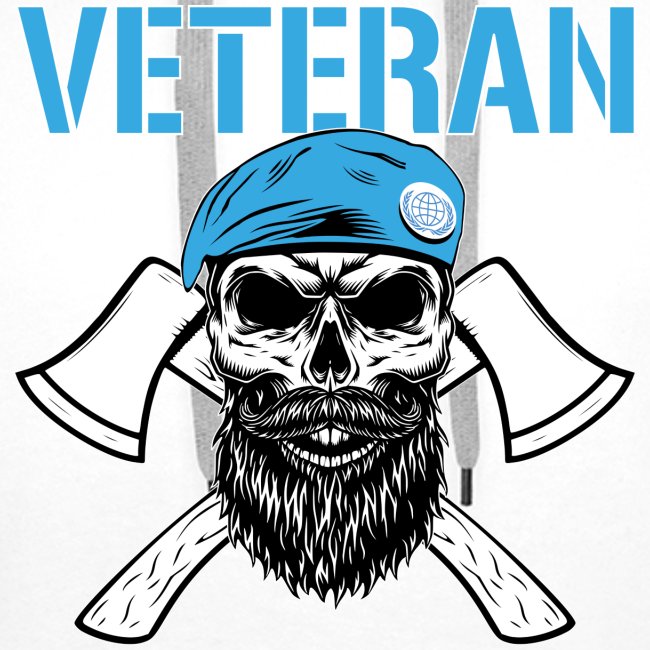 Veteran - Dödskalle med blå basker och yxor