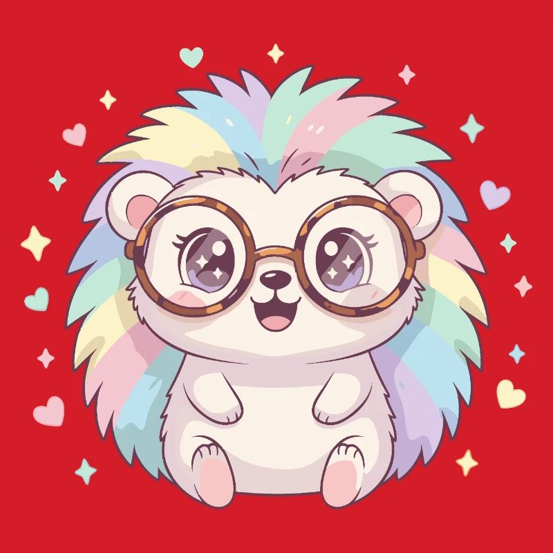 Rainbow hedgehog with glasses