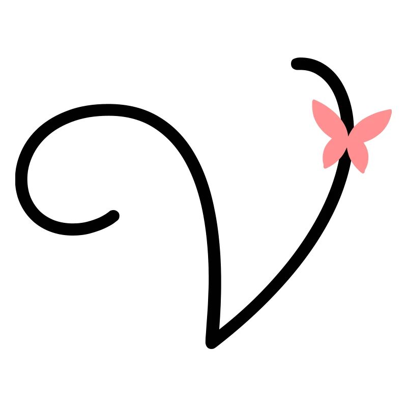 Letter V Butterfly Letter