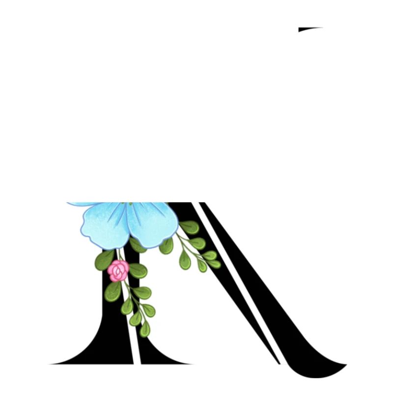 Eleganter Buchstabe 'K' mit Blumen