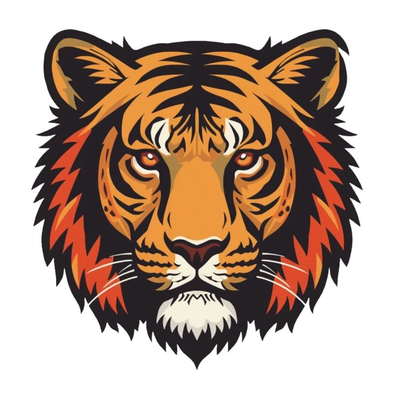 Expressive tiger head impression