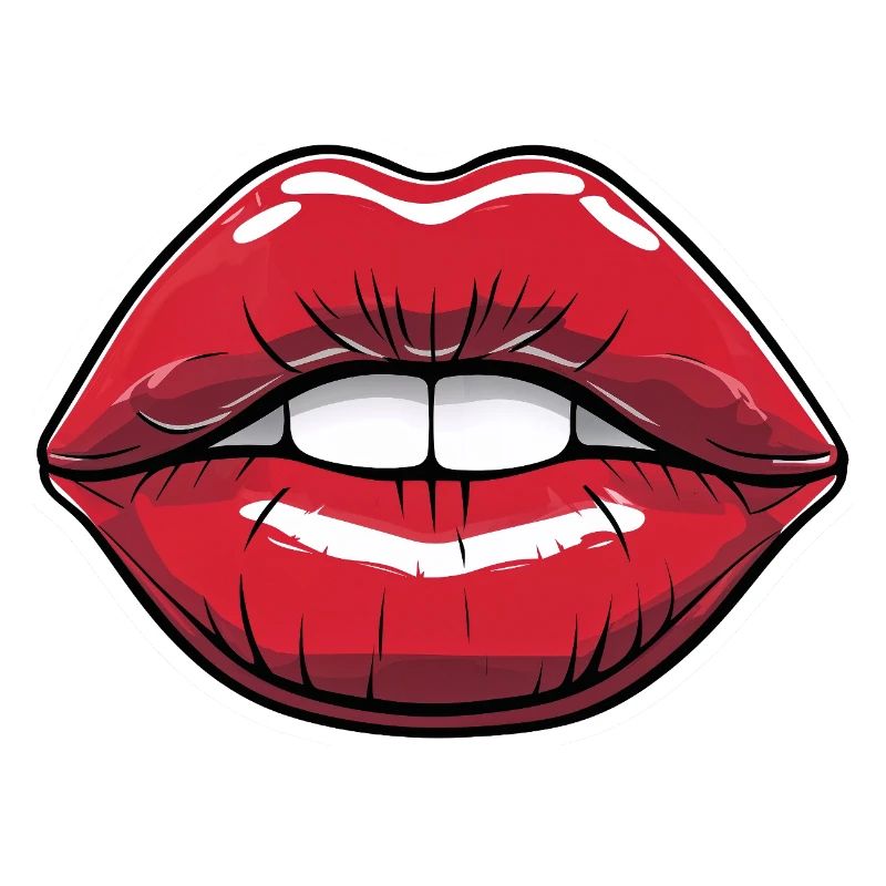 Kussmund Comic-Style Lippe Rot