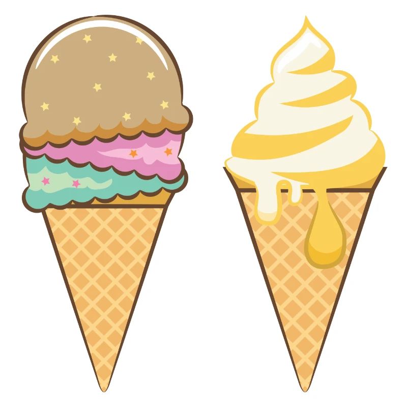 Rainbow Scoops & Gold Drizzle Cone Duo