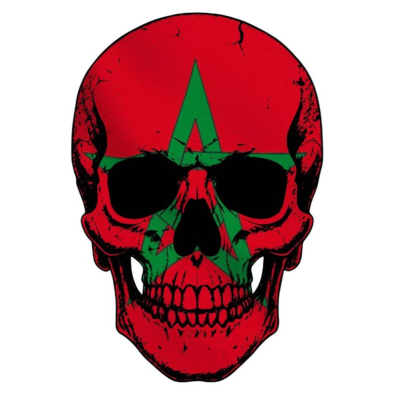 Moroccan Skull - Crâne avec le drapeau du Maroc