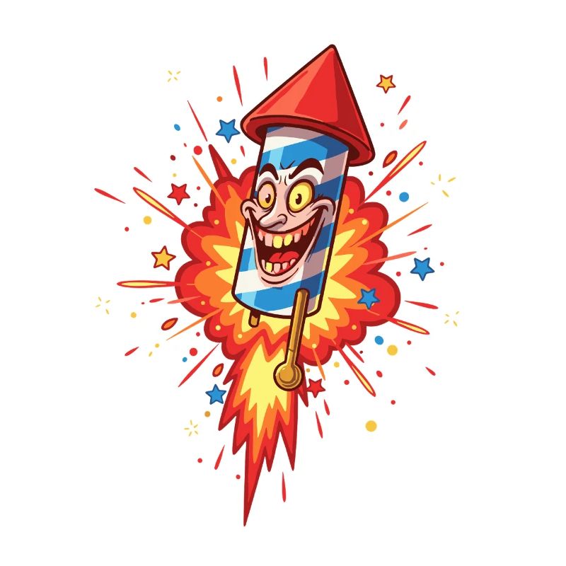 Laughing Rocket Cartoon Explosion