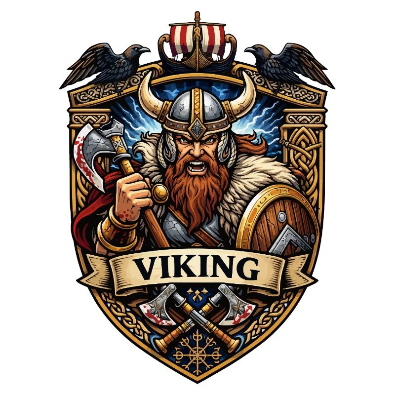 Viking Warrior Shield Emblem