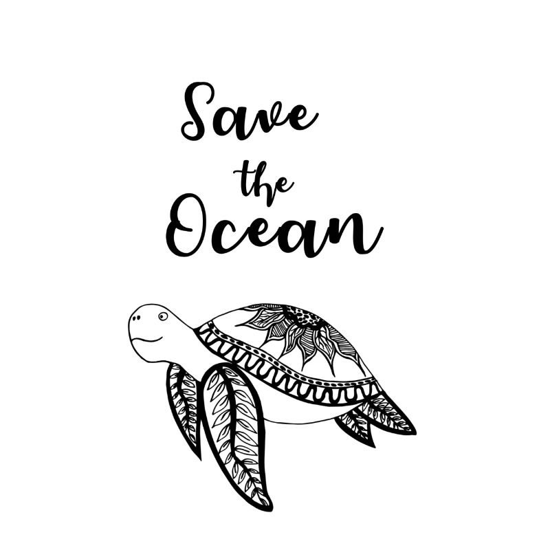 Save the Ocean slogan with turtle