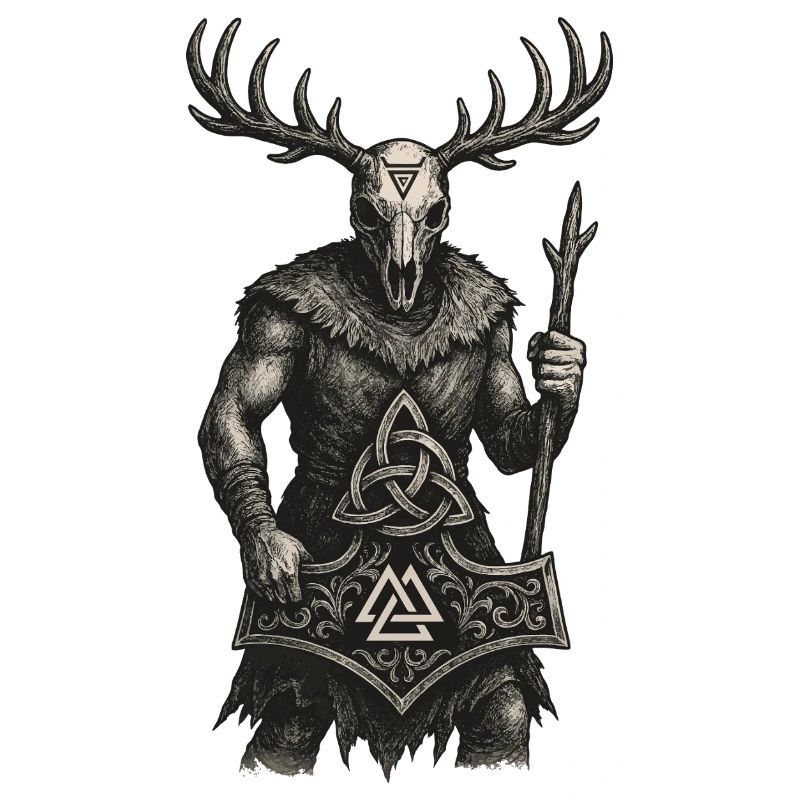 Gardien de la forêt | Totem de Valknut et Mjölnir