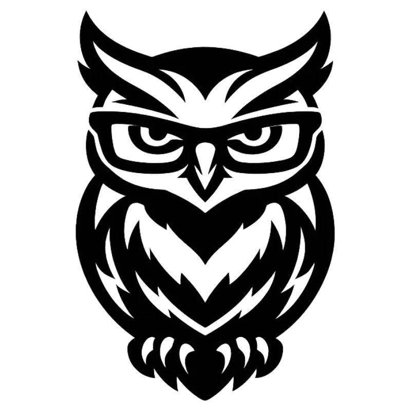 Eule mit Brille – lineare Grafiken