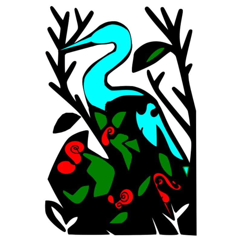 Héron bleu dans le feuillage