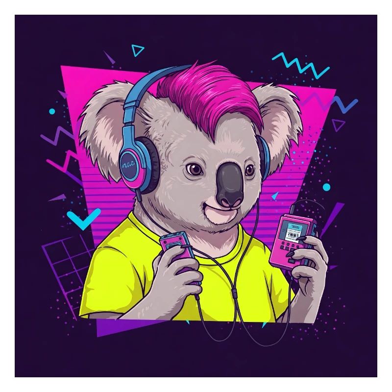 Cool Koala with Walkman - 80s Vibes