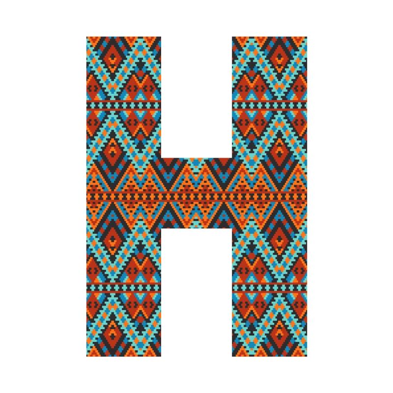 Buchstabe H - Boho-Design, buntes Monogramm
