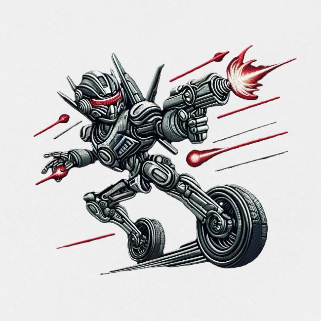 Futuristic Robotic Warrior with Laser Blasters