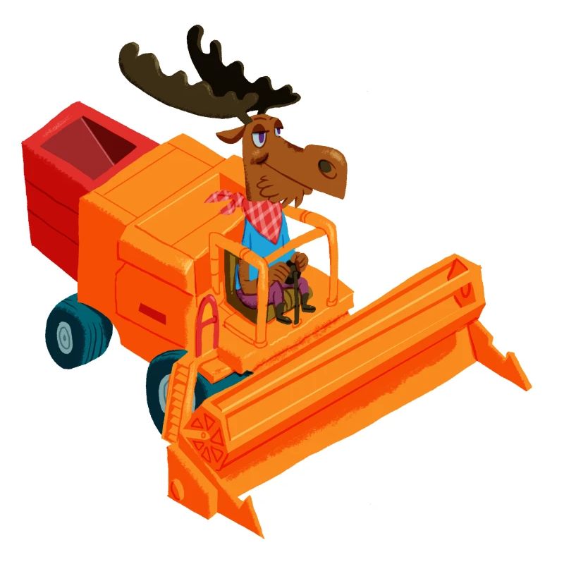 Elk à la moissonneuse-batteuse