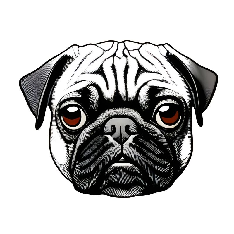 Pug Design Graphic Print Motif