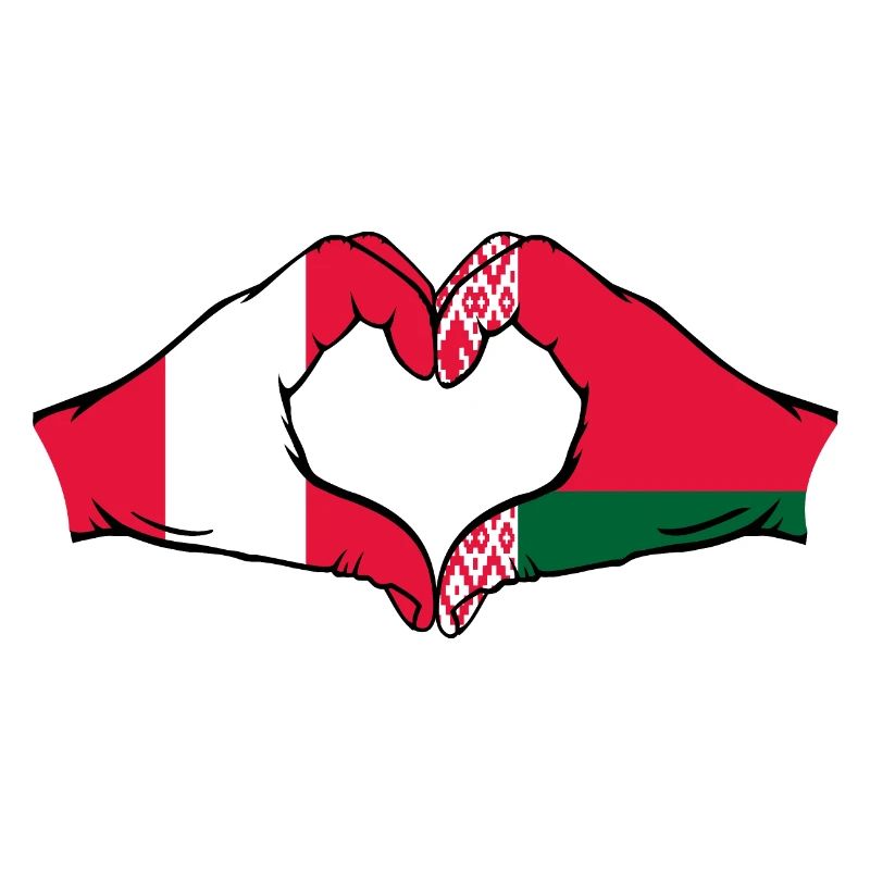 Pérou Biélorussie Drapeau Mains Coeur Forme