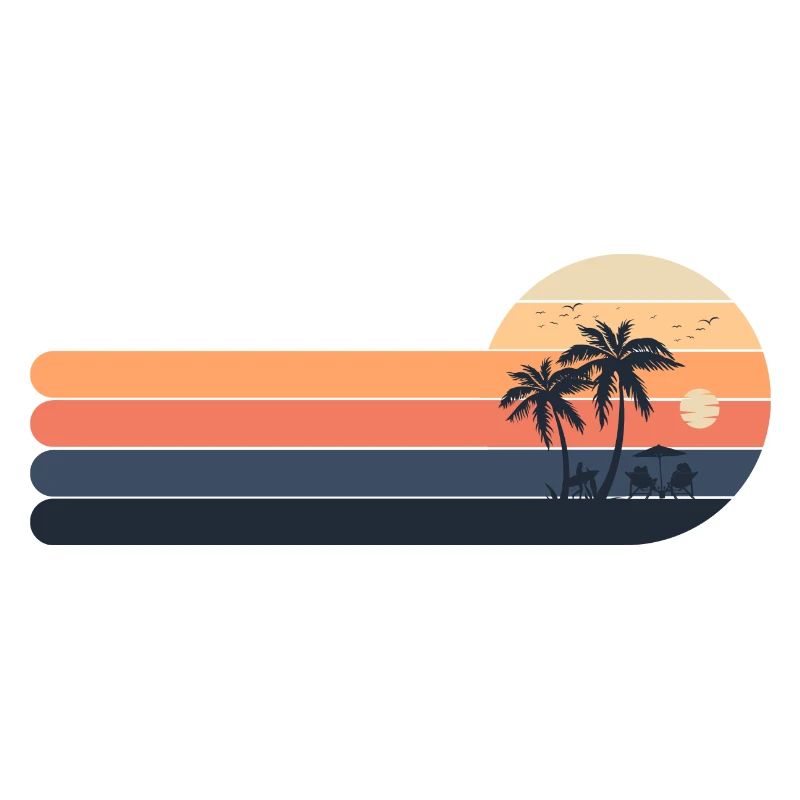 Retro sunset palm Trees