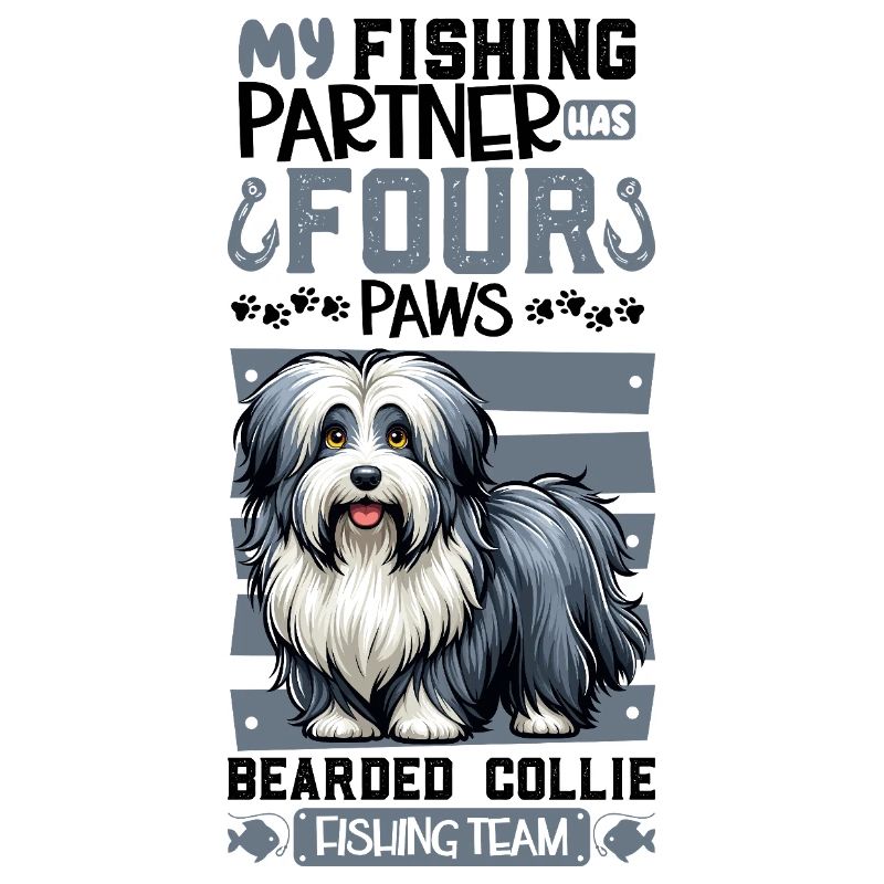 Pêche et Bearded Collie