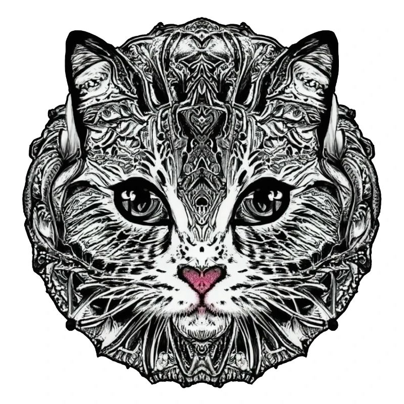STYLIZED CAT MANDALA PINK TRUFFLE