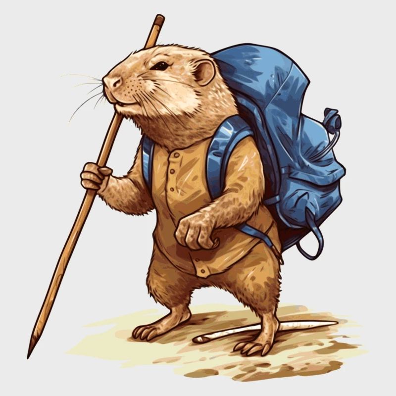 Mole rat explores nature while hiking
