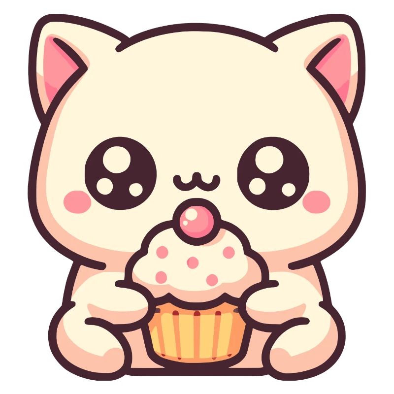 Chat mignon avec cupcake