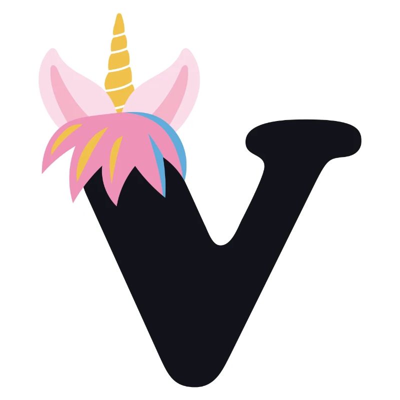 Einhorn-Buchstabe Regenbogenstyle "V" | be unique