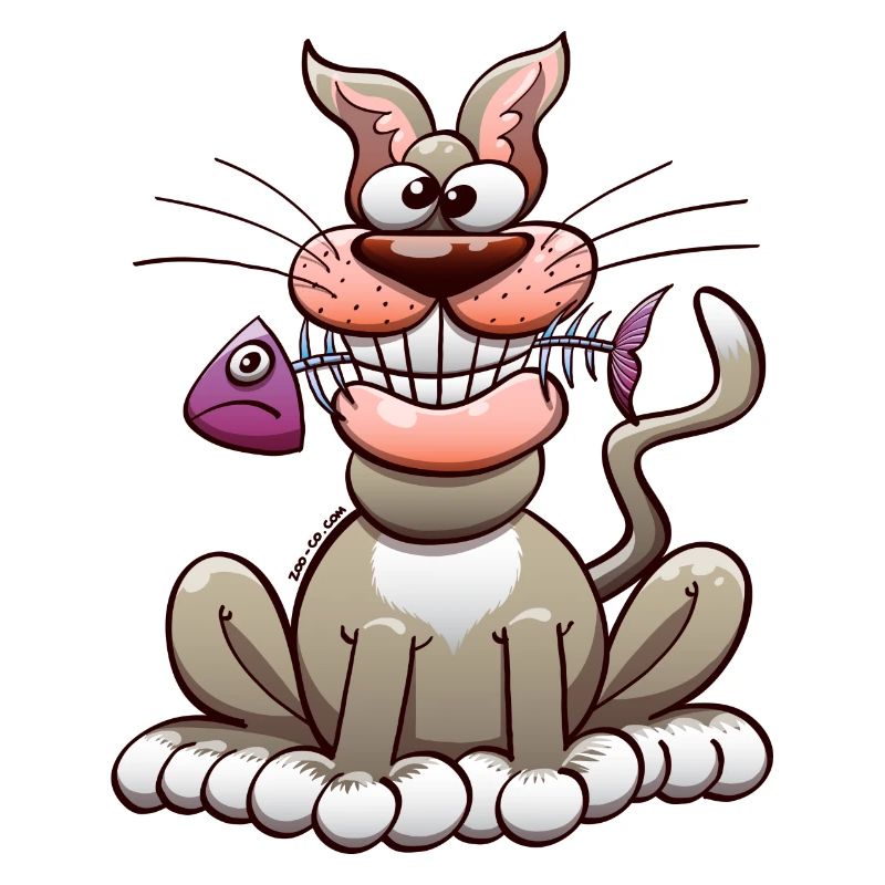 Chat posant avec un poisson