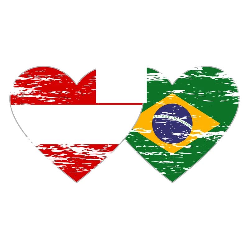 Autriche Brésil drapeau coeur utilisé