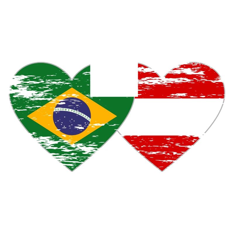 Brésil Autriche drapeau coeur utilisé