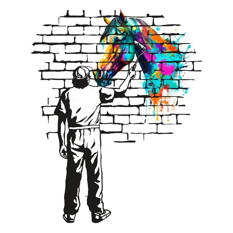 Pferd Backsteinmauer Bemalung