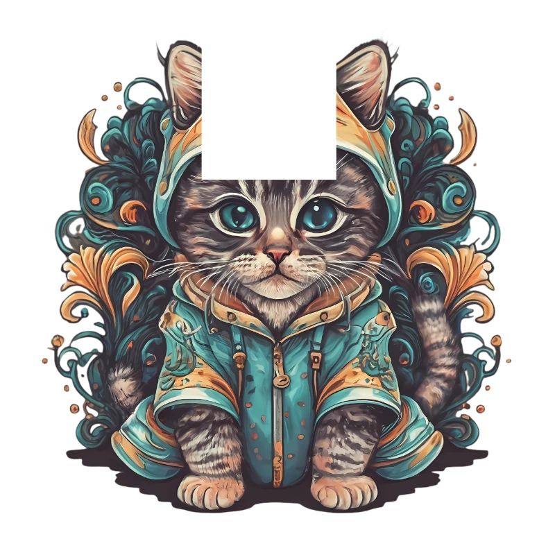 Chat magique dans un pull : un rêve d’hiver