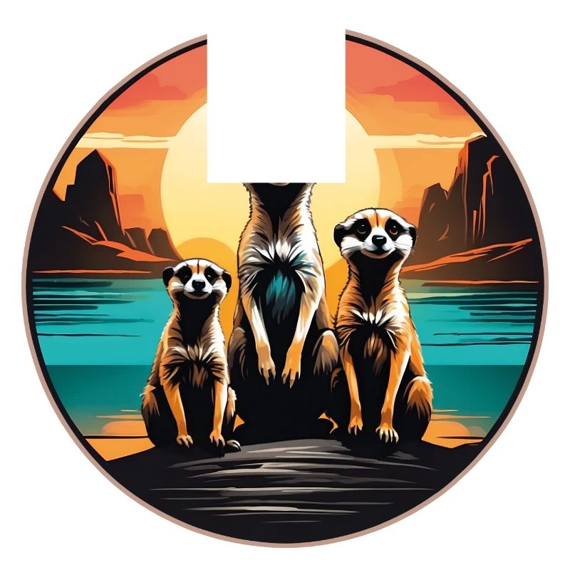 Trois suricates cool assis sur une colline