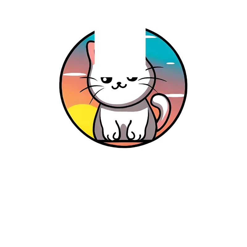 Mignon chat Coucher de soleil design blanc