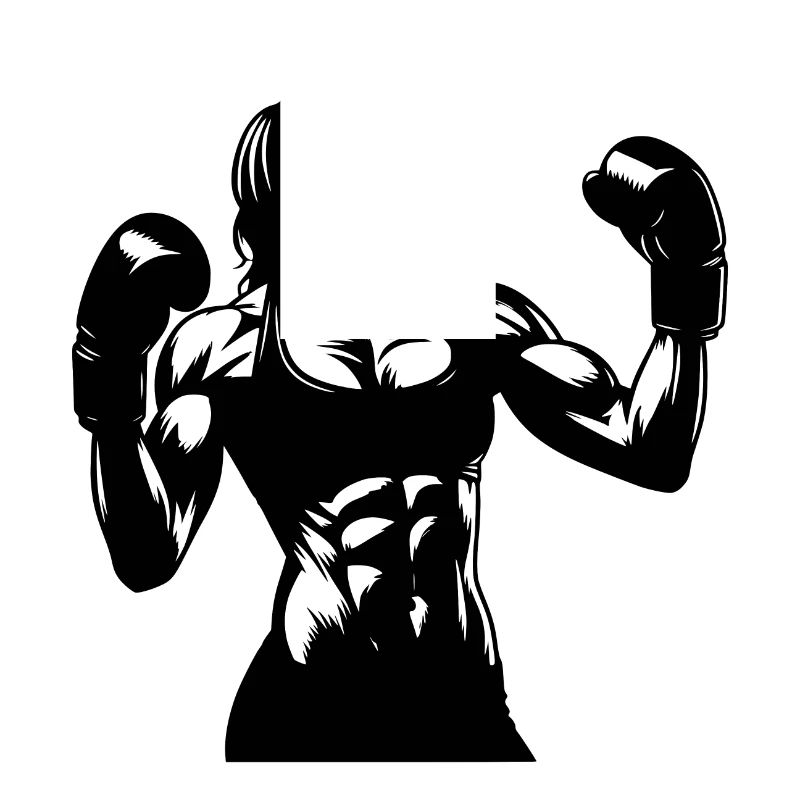 Femme musclée avec tresse en mode match de boxe