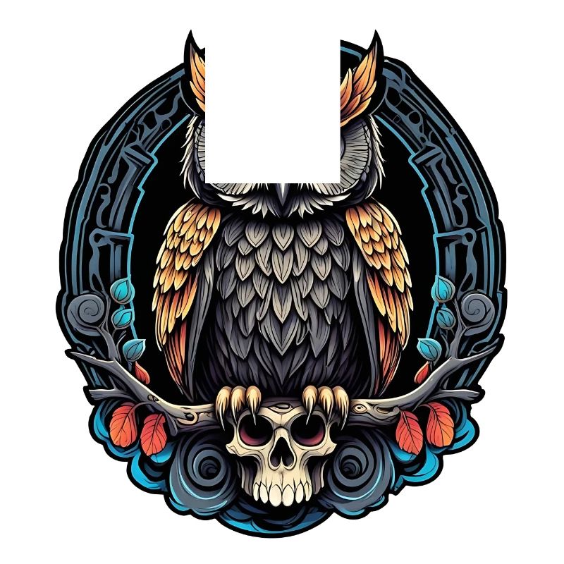 Dekorative Eule mit Skull und Rosenblüten