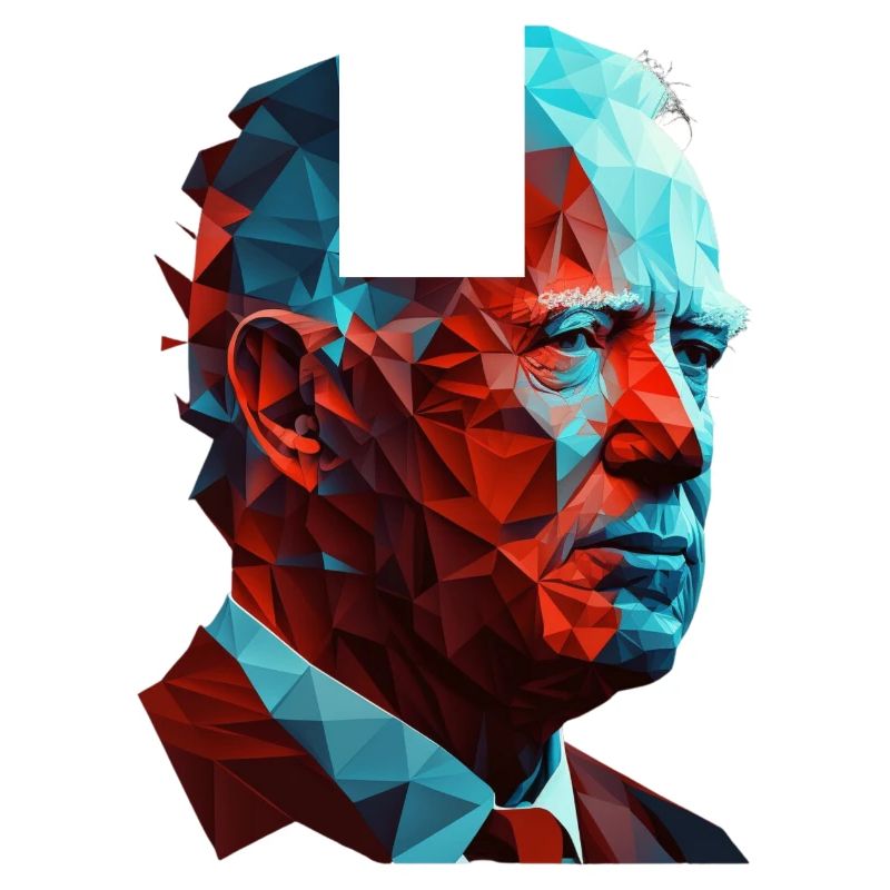 Joe Biden Low Polygon Red Blue Graphic Design