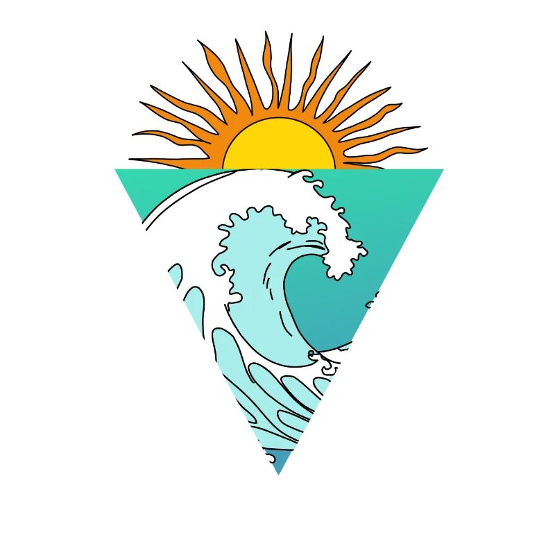 Wave Sun Sea Triangle Retro Logo Triangle