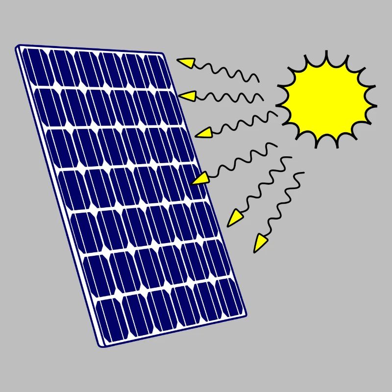 Solar panel with Solar radiation and sun